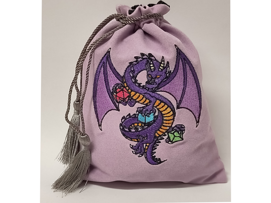 Dice Dragon buidel, paars velours
