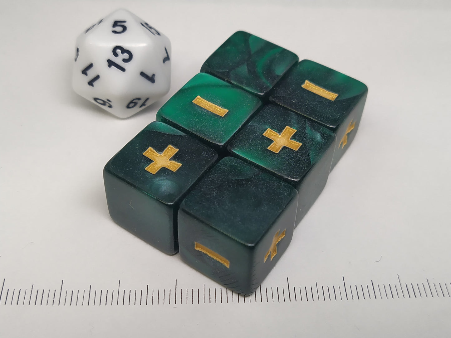Set 6 fudge dice, Pearl groen