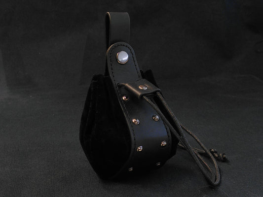 Belt Pouch - Black with Rivets