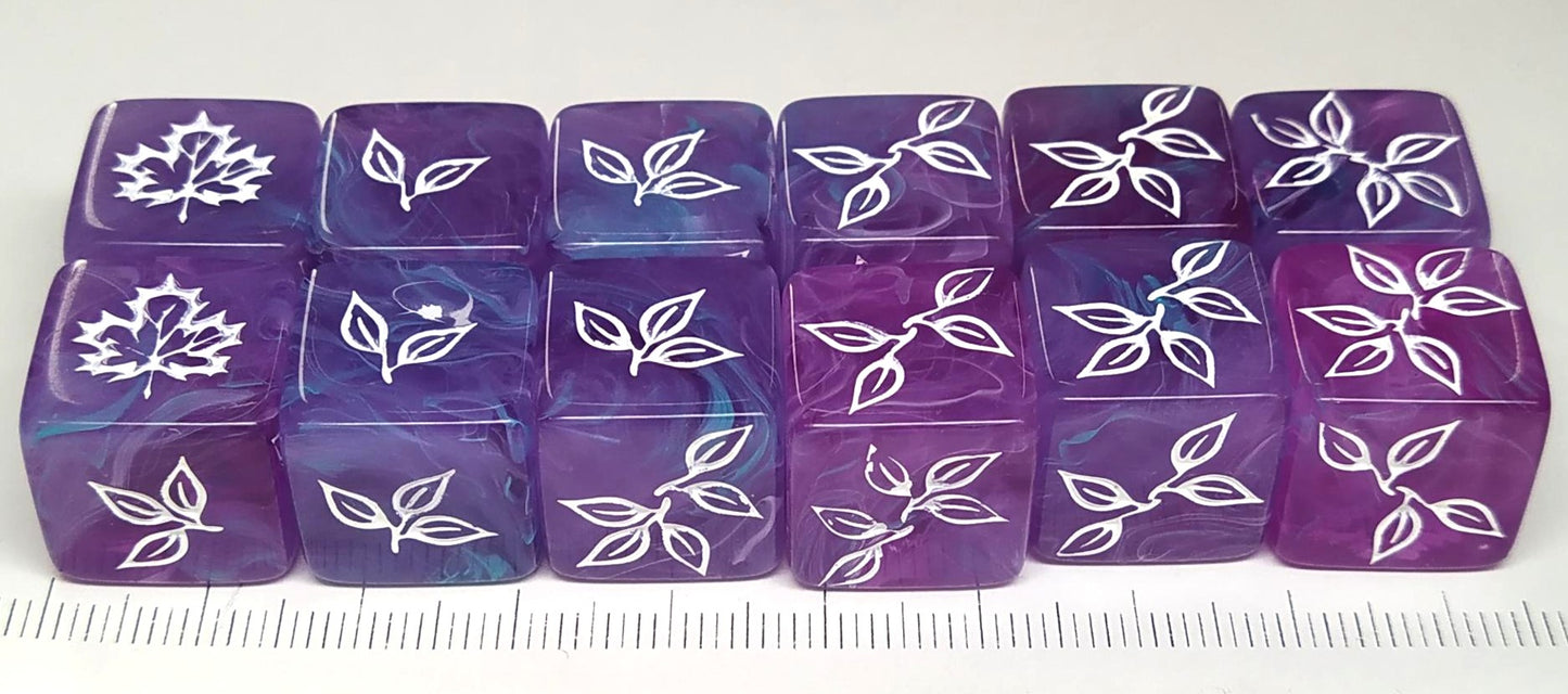 set 12st. 6-zijdig, 16mm purple leaf