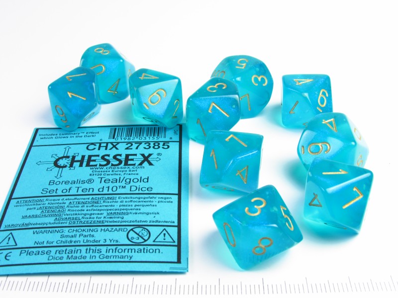 Set 10 10-zijdig, Borealis Luminary Teal w/gold