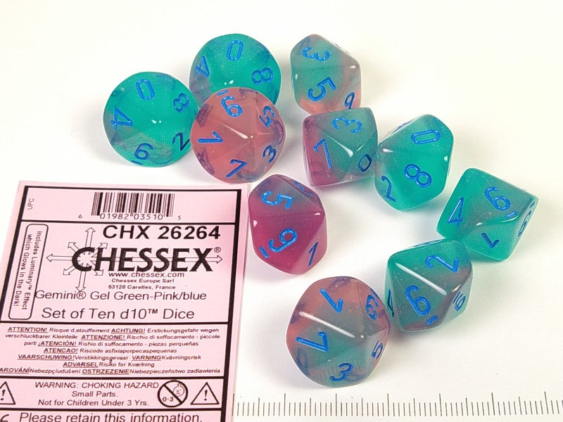Set 10 10-zijdig, Gemini Luminary Gel Green-Pink w/blue