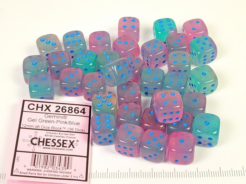 Set 36 6-zijdig 12 mm, Gemini Luminary Gel Green-Pink w/blue