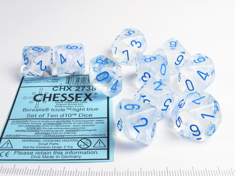 Set 10 10-zijdig, Borealis Luminary Icicle w/light blue