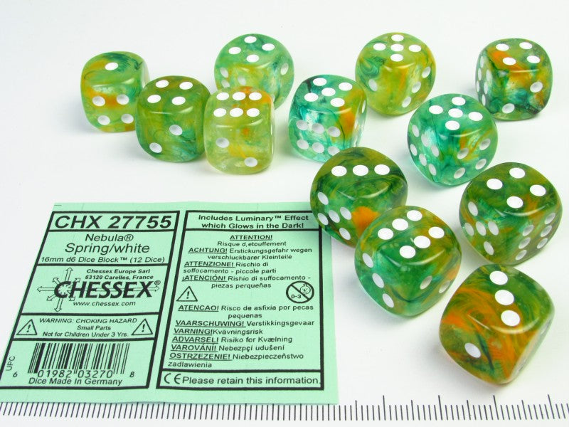 Set 12 st. 6-zijdig, 16mm Nebula Spring w/white