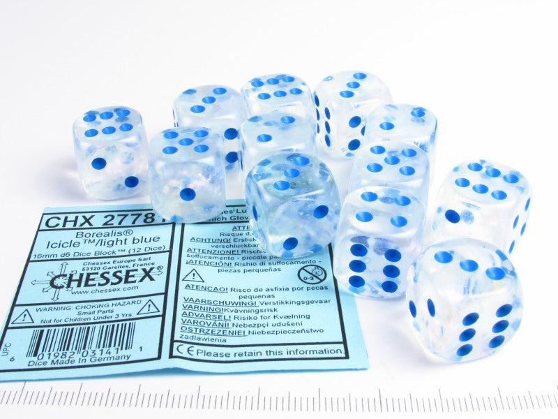 Set 12 6-zijdig Borealis Luminary Icicle w/light blue