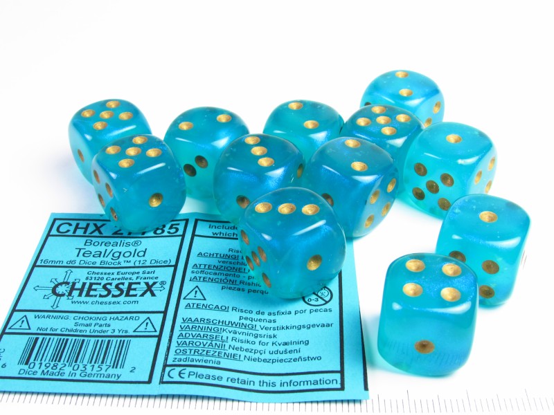 Set 12 6-zijdig Borealis Luminary Teal w/gold