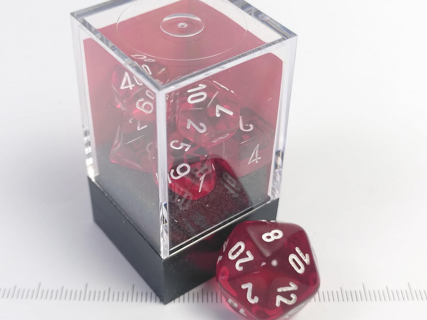 Mini polydice set - Translucent Red w/white