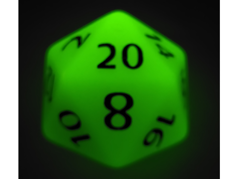 55 mm 20-zijdig, glow in the dark geel
