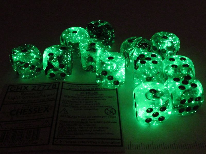 Set 12 6-zijdig Borealis Luminary Light Smoke w/silver