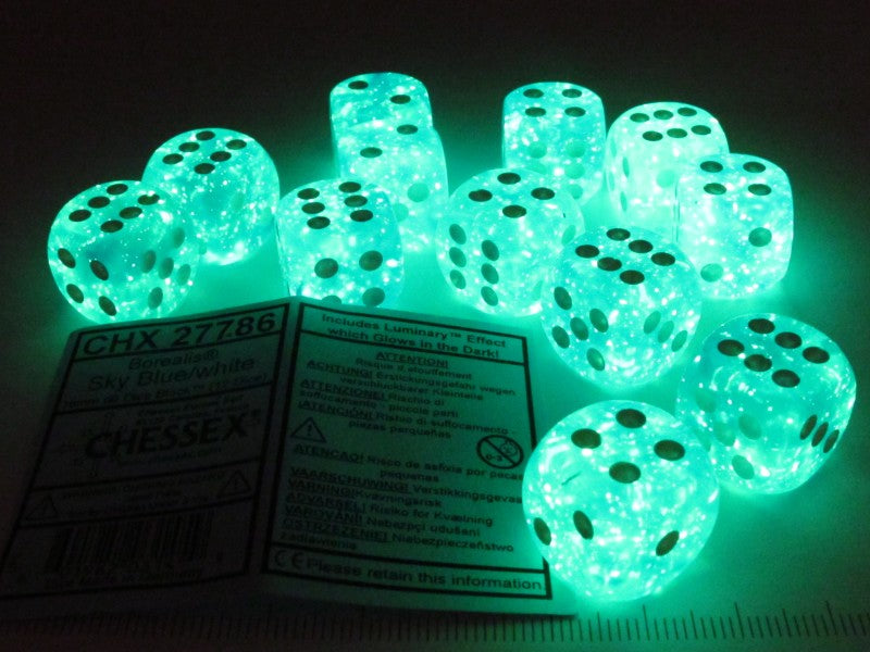 Set 12 6-zijdig Borealis Luminary Sky Blue w/white