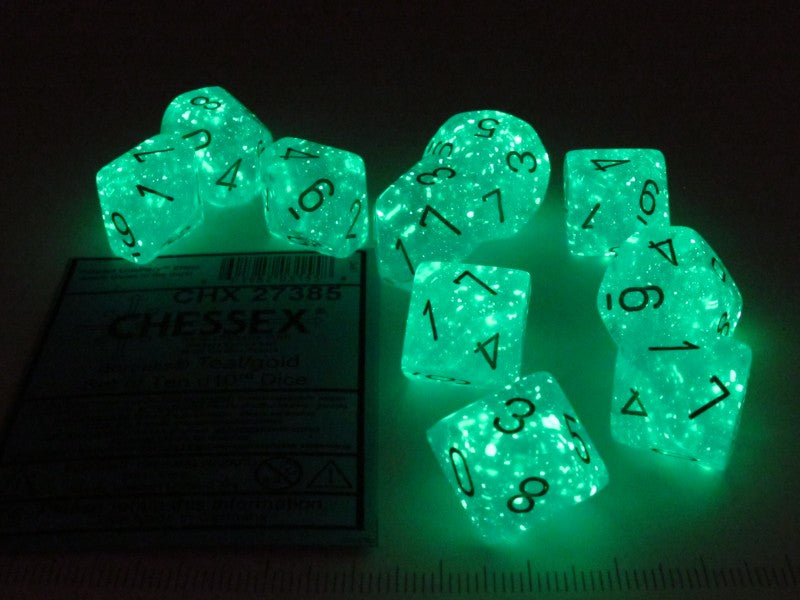 Set 10 10-zijdig, Borealis Luminary Teal w/gold