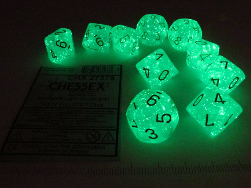 Set 10 10-zijdig, Borealis Luminary Light Green w/gold