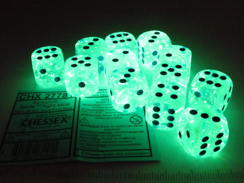 Set 12 6-zijdig Borealis Luminary Icicle w/light blue