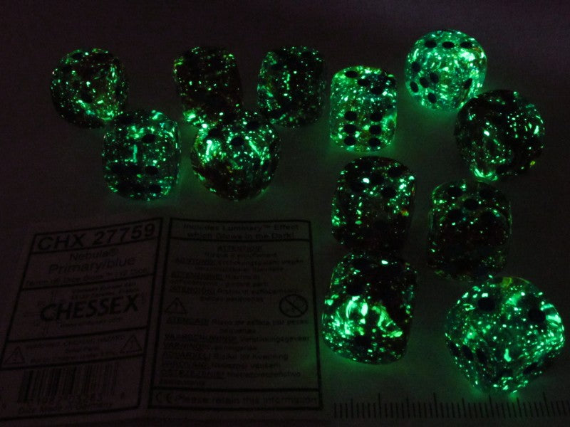 Set 12 st. 6-zijdig, 16mm Nebula Primary w/blue