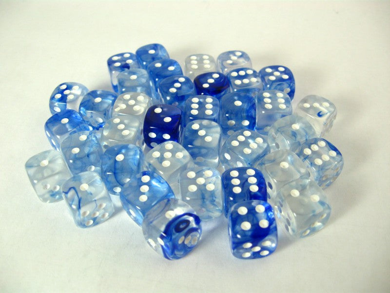 Set 36 6-zijdig, 12mm Nebula dark blue w/white