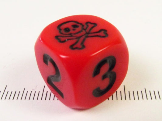 6-zijdig rood met schedel, 16mm