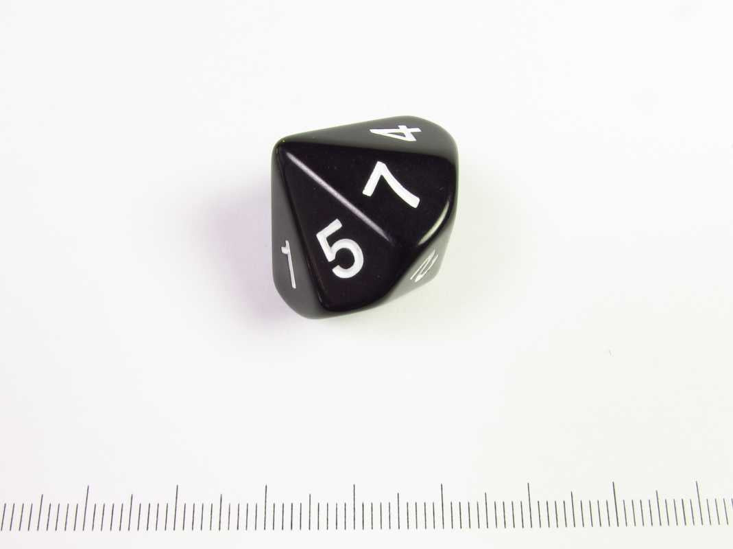 14-zijdige d7 (tweemaal 1-7), zwart