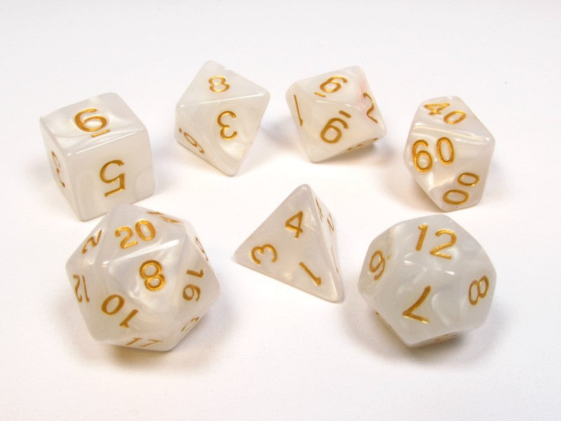 Polydice set, Pearl wit met goud