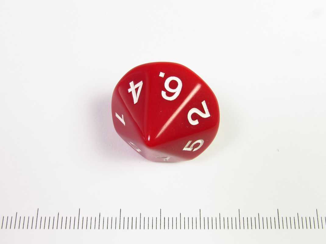 14-zijdige d7 (tweemaal 1-7), rood