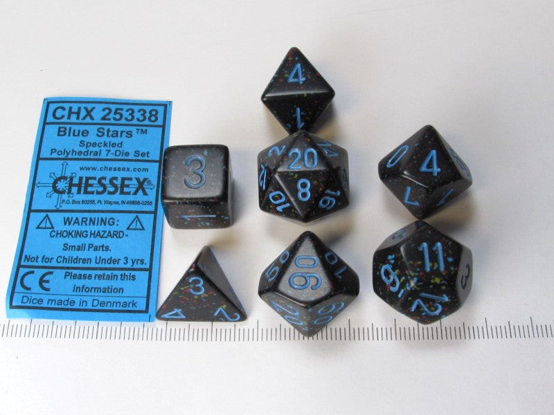 Set 7 polydice, Speckled Blue Stars