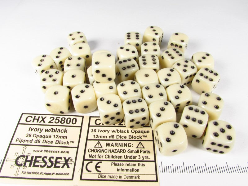 Set 36 6-zijdig, 12mm ivoorkleurig