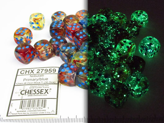 Set 36 6-zijdig, 12mm Nebula Primary w/blue