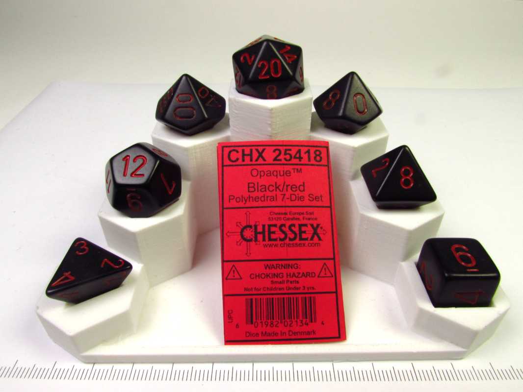 Chessex polydice set, Opaque black w/red