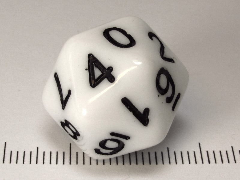 20-zijdige d10 (tweemaal 0-9), wit