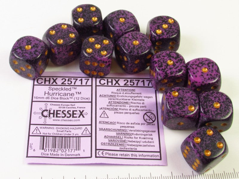 Set 12 6-zijdig, 16mm Speckled Hurricane