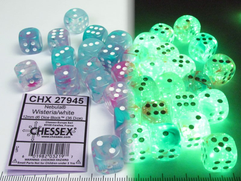 Set 36 6-zijdig, 12mm Nebula Wisteria w/white