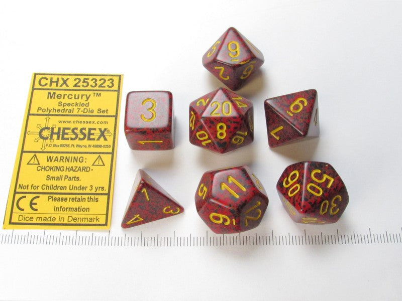 Set 7 polydice, Speckled Mercury