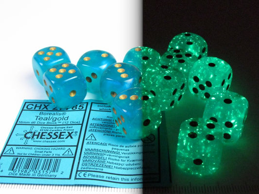 Set 12 6-zijdig Borealis Luminary Teal w/gold