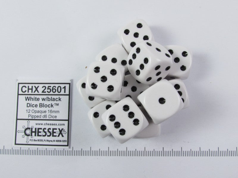 Set 12 6-zijdig, 16mm wit