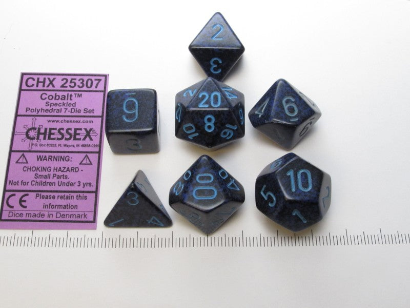 Set 7 polydice, Speckled Cobalt
