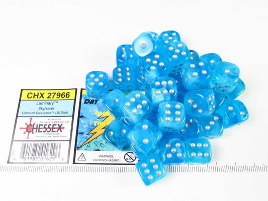 Set 36 6-zijdig, 12mm Luminary Sky w/silver