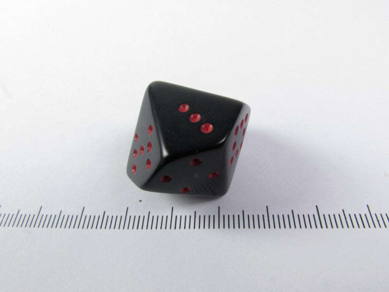 10-zijdig met stippen, zwart met rood