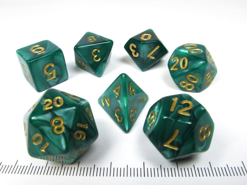 Polydice set, Pearl donkergroen met goud