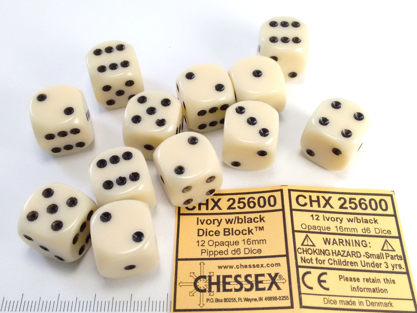 Set 12 6-zijdig, 16mm ivoorkleurig