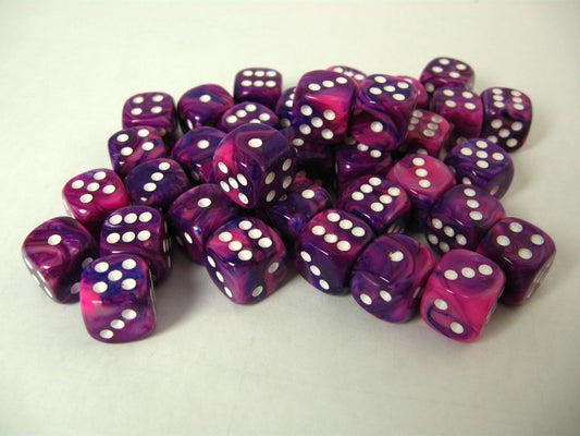 Set 36 st. 6-zijdig, 12mm Festive violet w/white