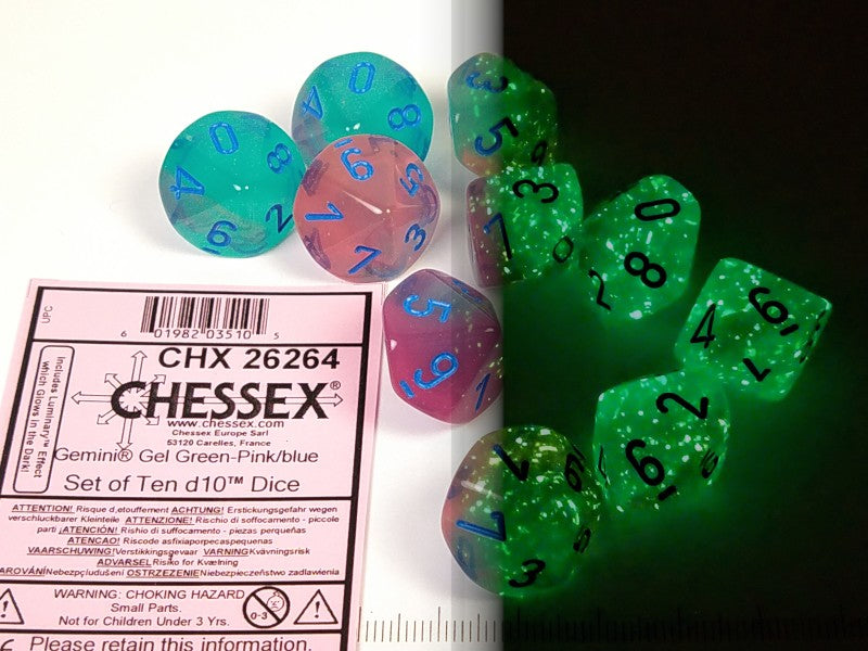 Set 10 10-zijdig, Gemini Luminary Gel Green-Pink w/blue