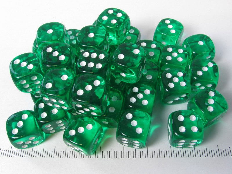 Set 36 6-zijdig, 12mm transparant groen