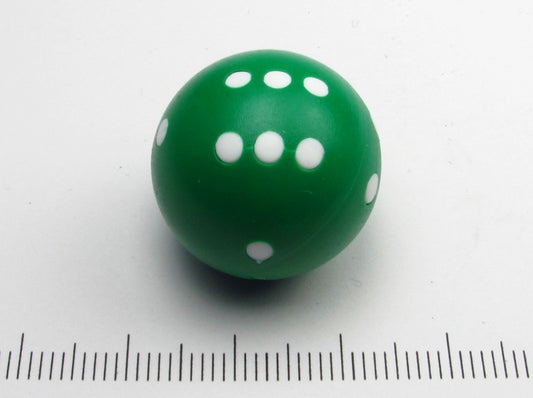 6 zijdig, Ronde dobbelsteen, groen met witte stippen