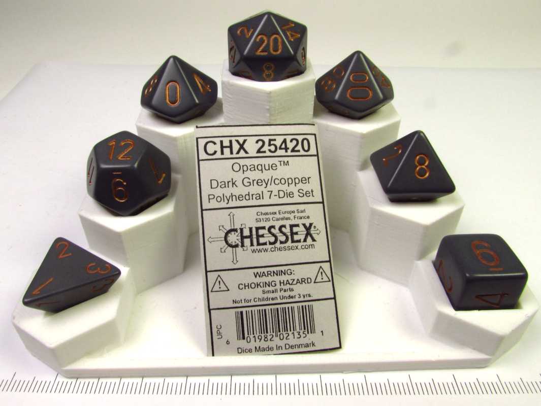 Chessex polydice set, Opaque dark grey w/copper