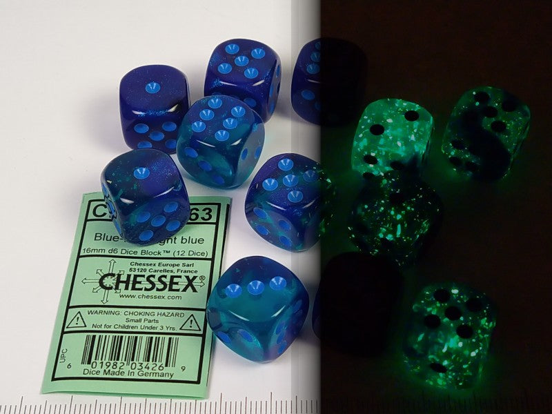 Set 12 6-zijdig, 16 mm, Gemini Luminary Blue-Blue w/light blue