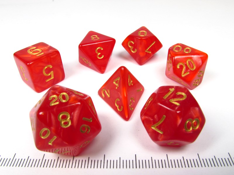 Polydice set, Pearl rood met goud