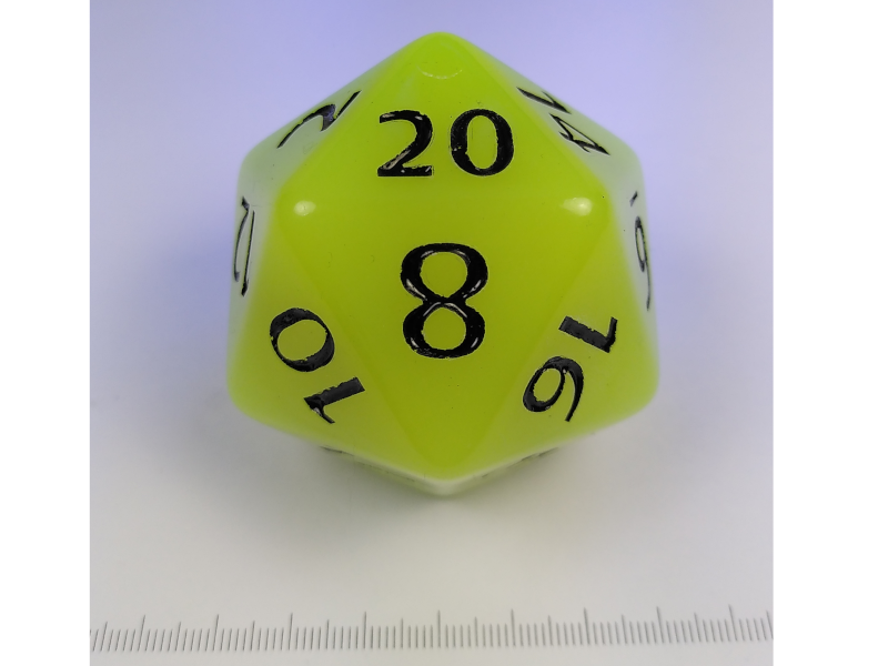 55 mm 20-zijdig, glow in the dark geel