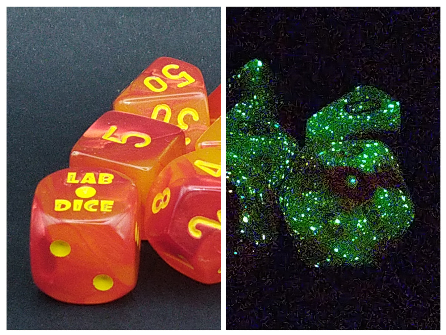 Lab polydice set, Gemini Gellow-Red w/yellow