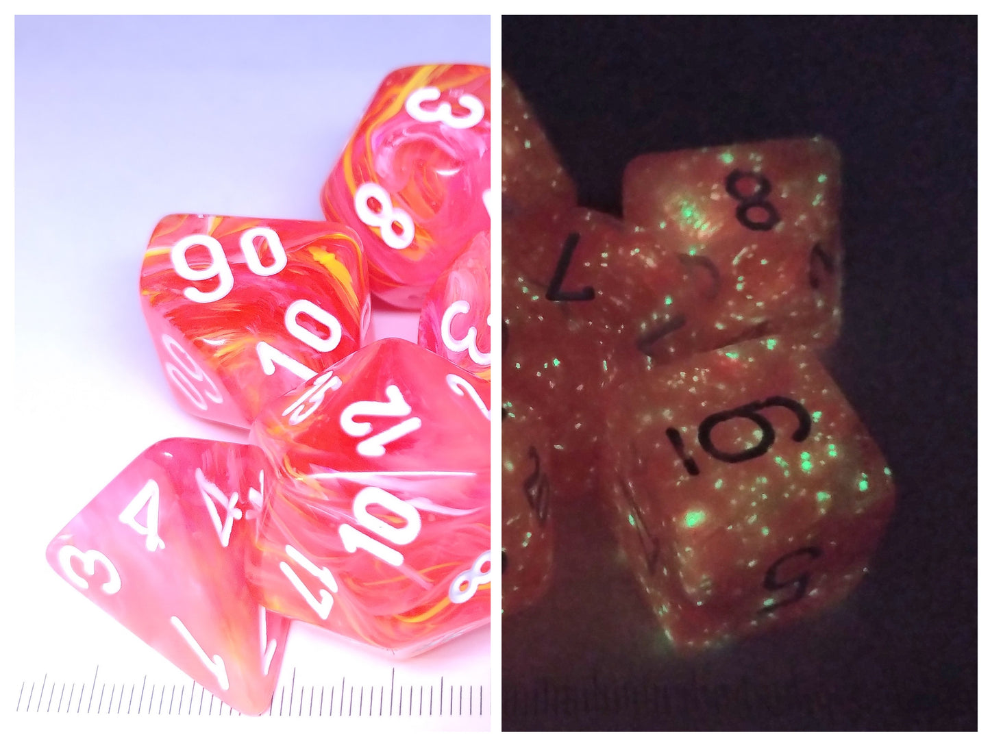 Mega-Hedral polydice set, Festive Dahlia w/white
