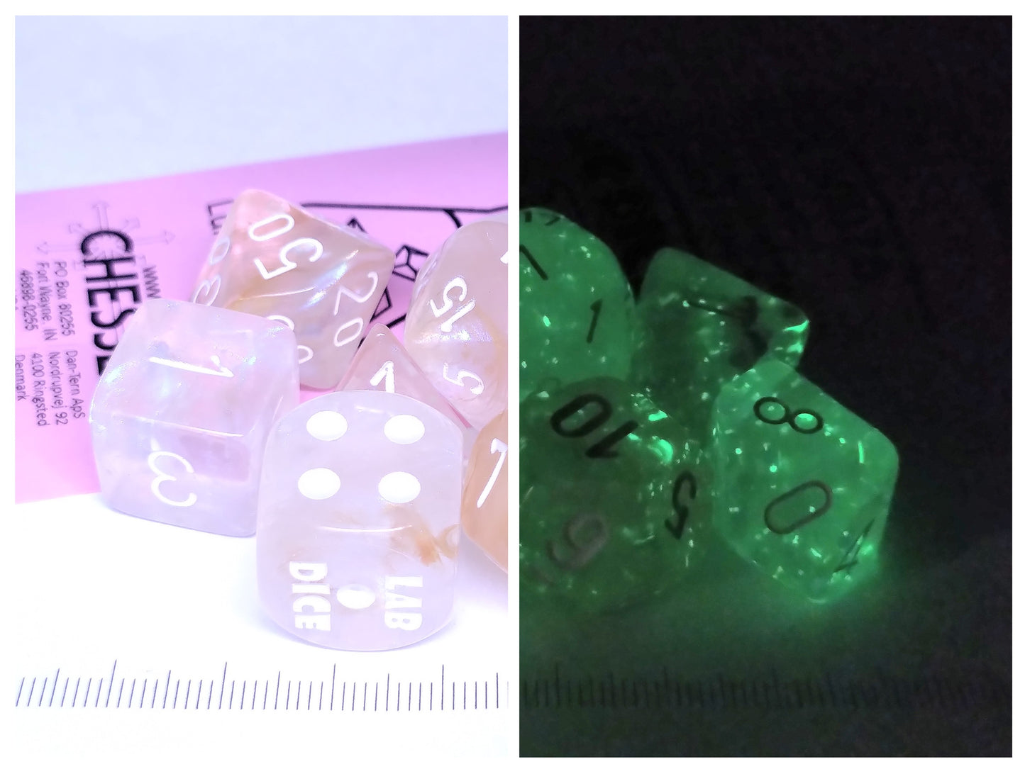 Lab polydice set - Borealis Champagne w/white